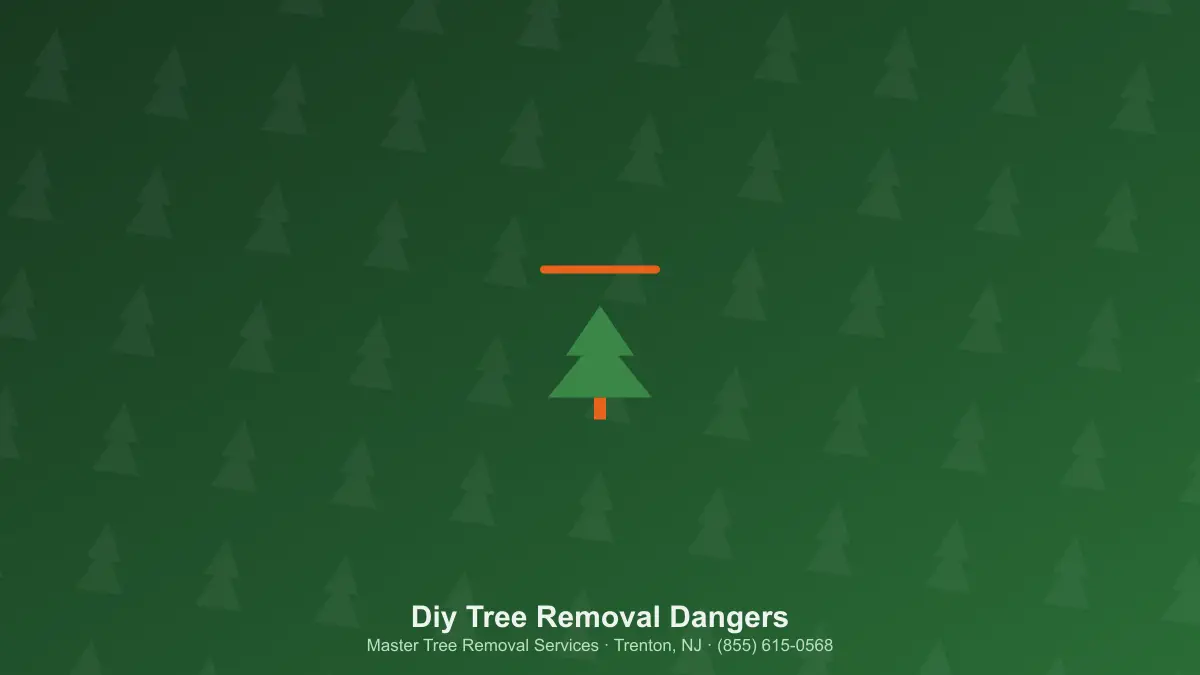 Homeowner with a chainsaw looking up at a large tree, illustrating DIY tree removal risk in New Jersey