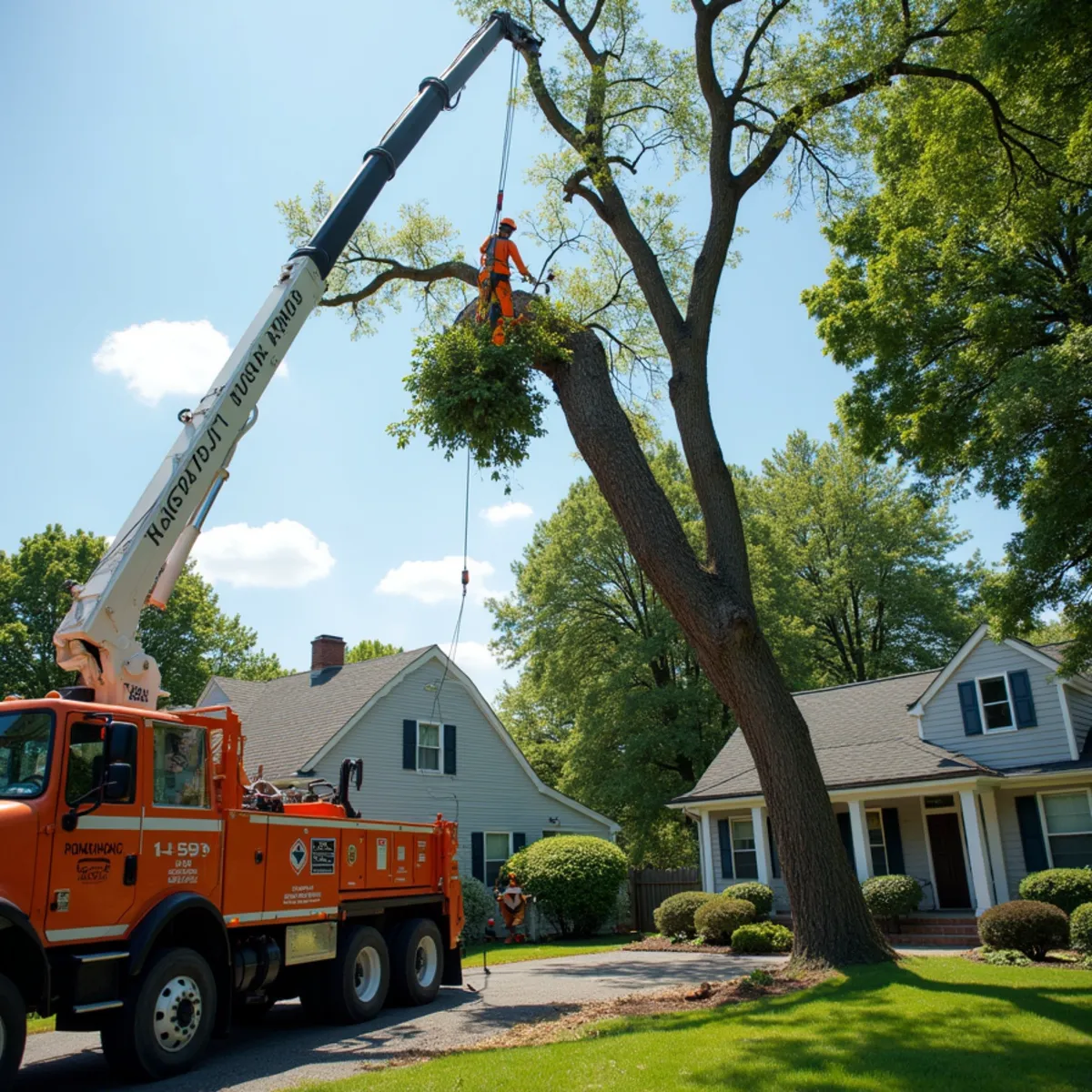 Crane Tree Removal in action by a Master Tree Removal crew in Trenton, NJ
