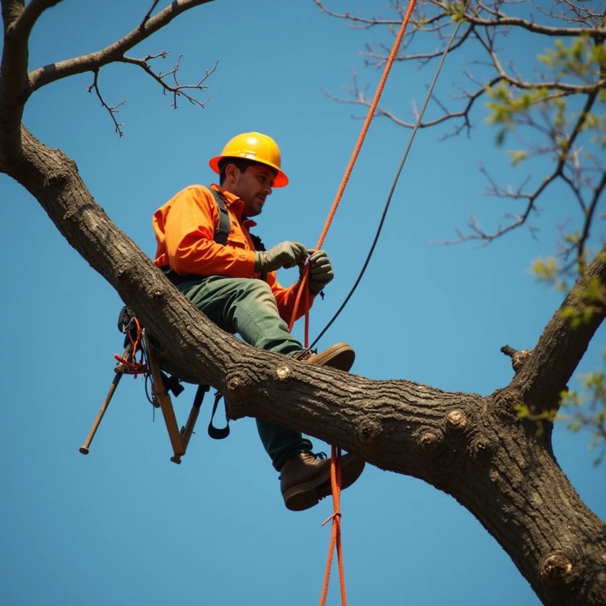 Hanging Limb Removal in action by a Master Tree Removal crew in Trenton, NJ