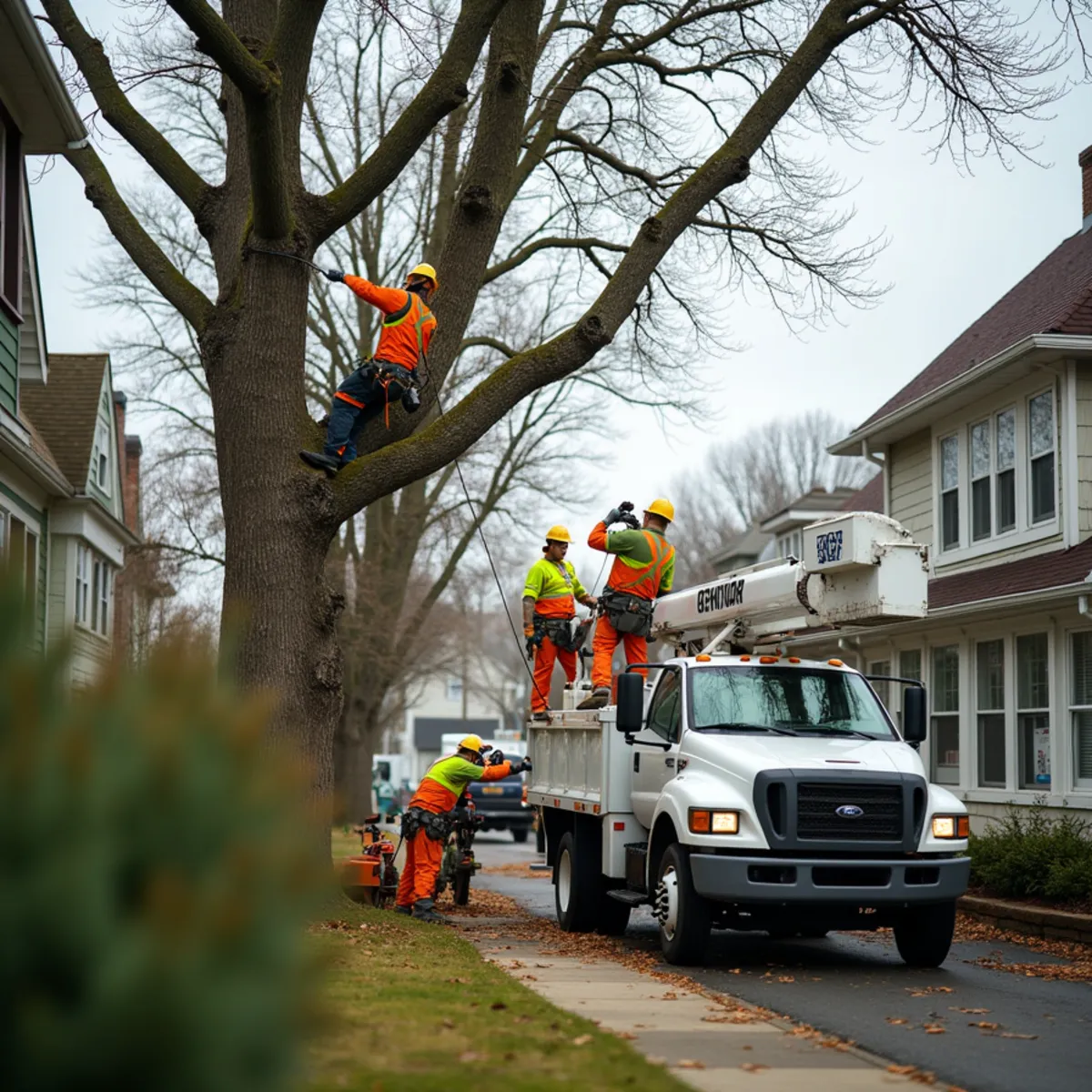 Master Tree Removal Services crew providing tree service in Red Bank, Monmouth County, NJ